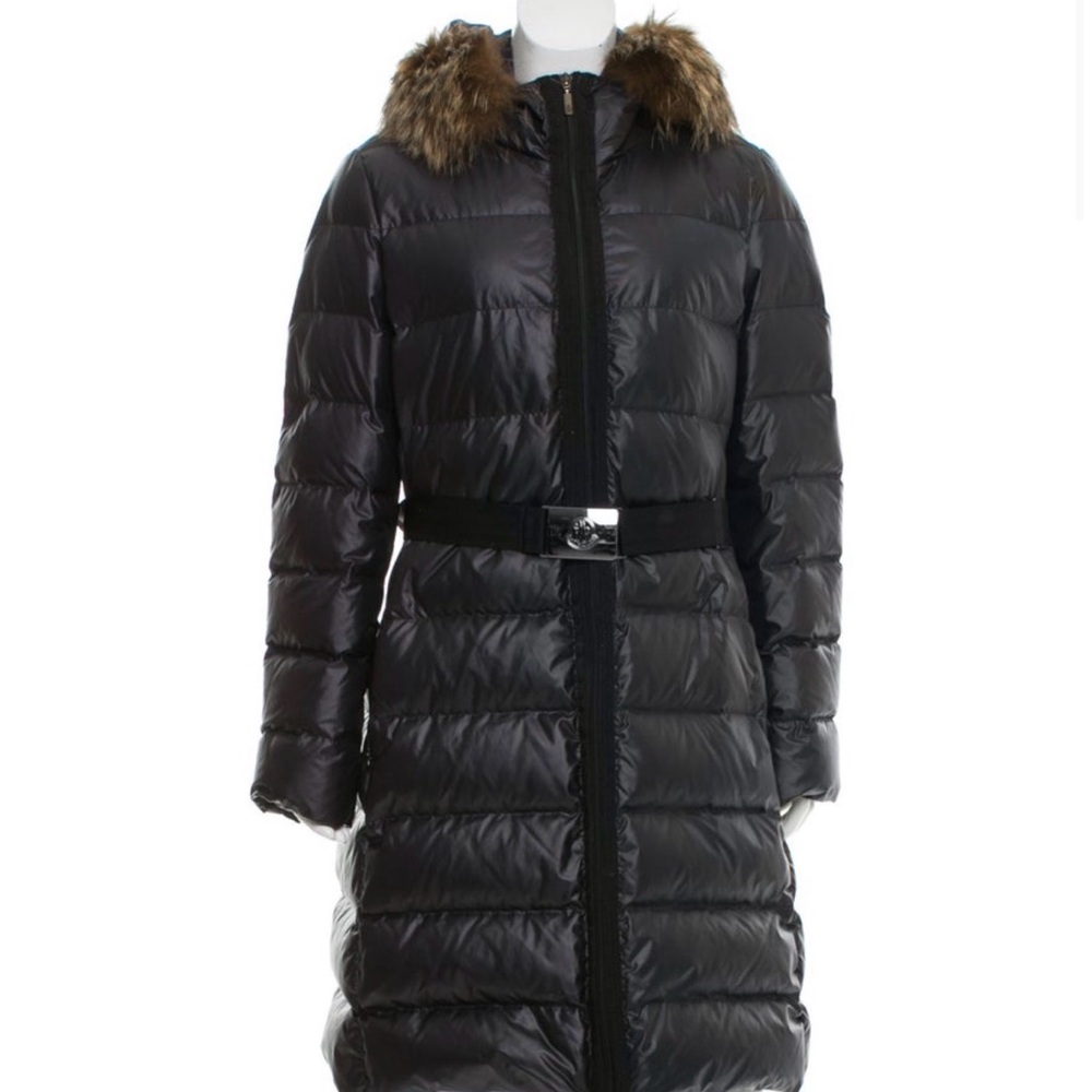 Moncler Bouleau Down Coat Women's Puffer with Faux Fur Trim size 4